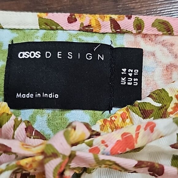 ASOS Twill Sweetheart Mini Tea Dress in Mixed Floral Print Size 10 - Picture 6 of 8